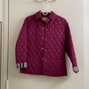 Girls Burberry Plum Quilted Jacket Size 14